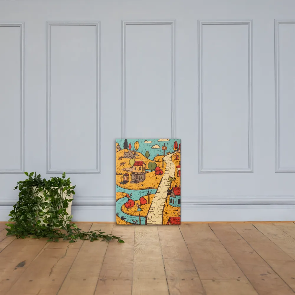 Whimsical Village Landscape | Canvas | 18″×24″