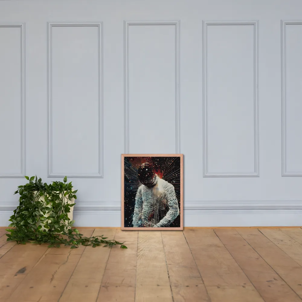 Ethereal Astronaut: A Journey Through the Cosmos | Poster with Red oak Frame | 16″×20″