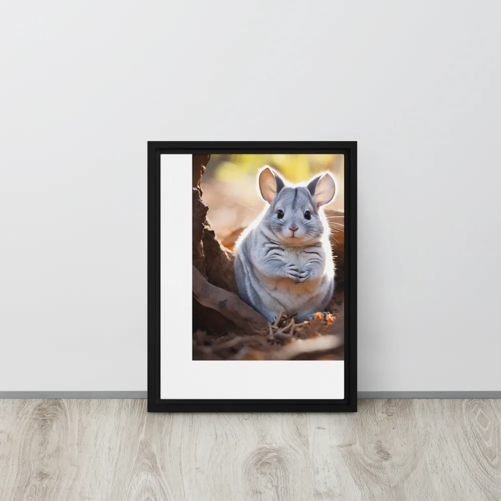 Gentle Whispers of Nature: The Chinchilla | Canvas with Black Frame | 12″×16″