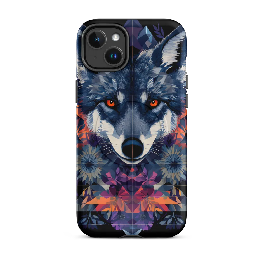 Mystical Wolf Amidst Floral Geometry