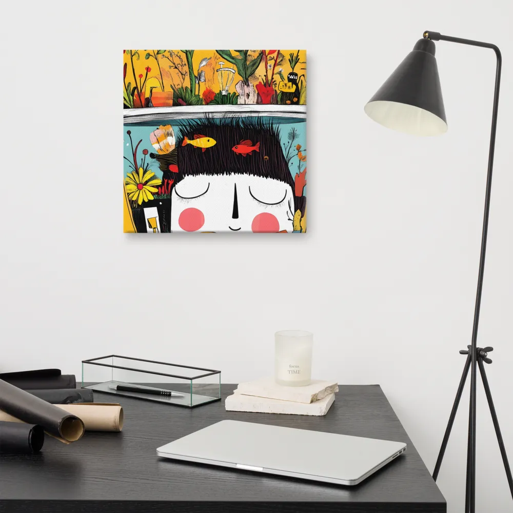 Whimsical Garden Head | Canvas | 16″×16″