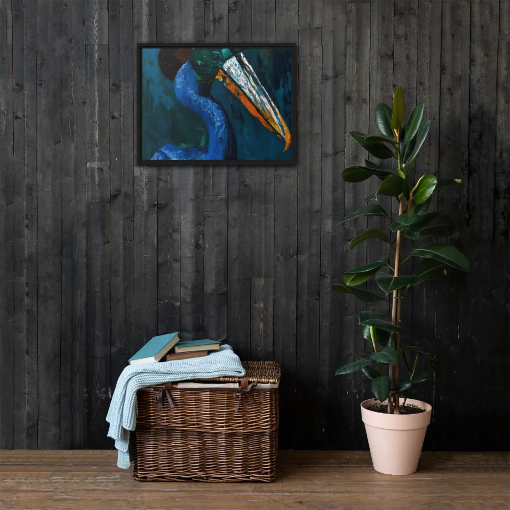 Majestic Absurdity: The Hat-Wearing Bird | Canvas with Black Frame | 18″×24″
