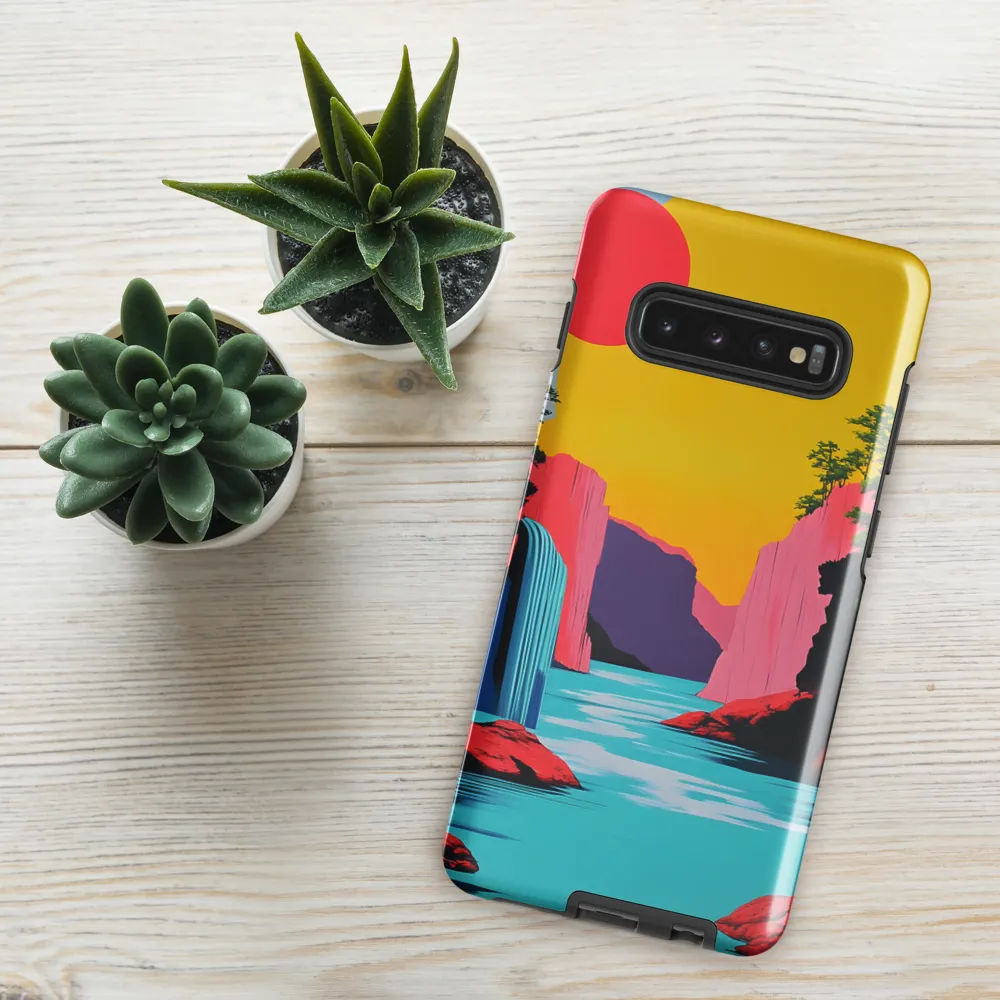 Dreamscape of Pink Cliffs and Turquoise Waters | Phone Case |  S10 Plus | Tough Case | Glossy