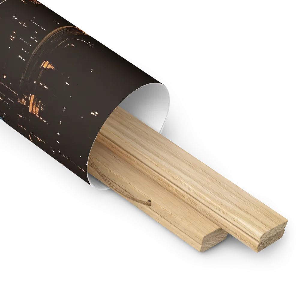 Metro Nexus: A Futuristic Cityscape | Poster With Oak Wood Hanger | 14″×14″