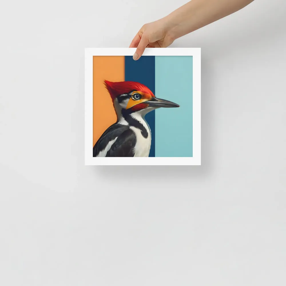 Geometric Woodpecker 
 Poster with White Frame | 10″x 10″