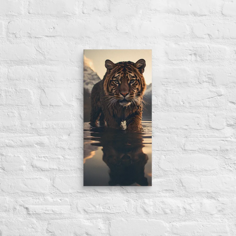 Majestic Reflection: The Tiger's Domain | Canvas | 10″×20″