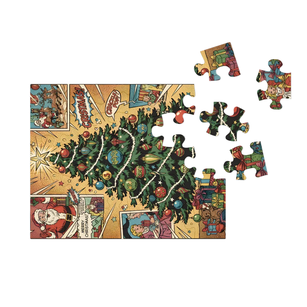 Comic Christmas Tree 
 Jigsaw Puzzle in Tin Box