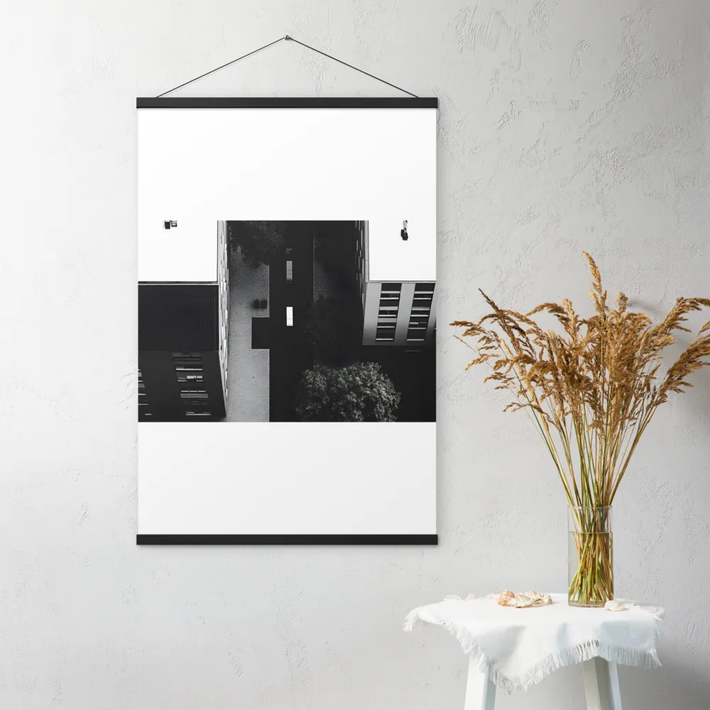 Urban Serenity from Above | Poster With Black Wood Hanger | 24″×36″