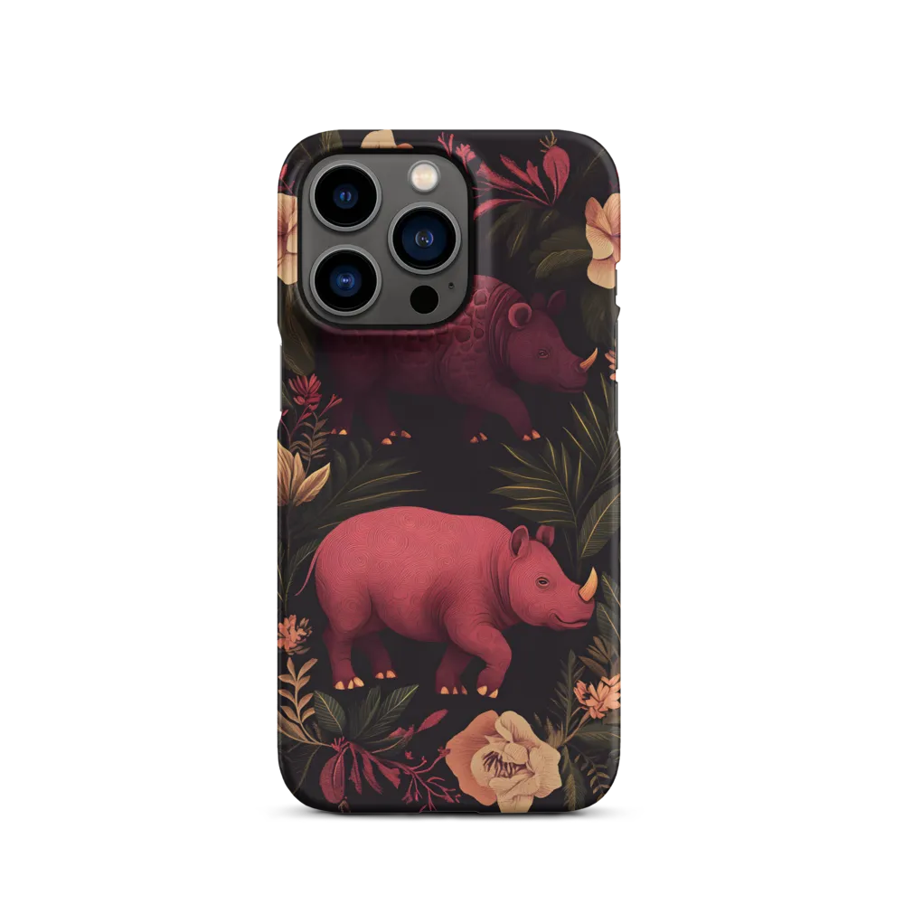 Rhinos in Floral Embrace