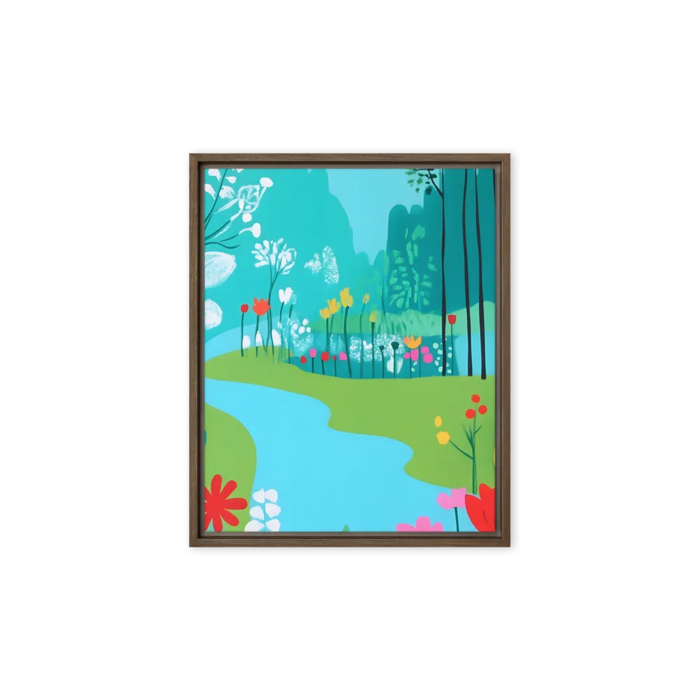 Whispers of Spring: A Colorful Retreat | Canvas with Brown Frame | 8″×10″