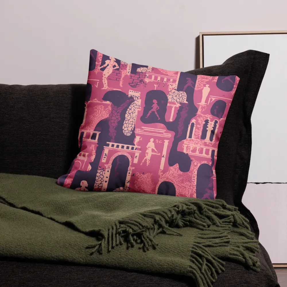 Whimsical Interplay of Figures and Architecture | Pillow & Pillow Case | Multiple Sizes