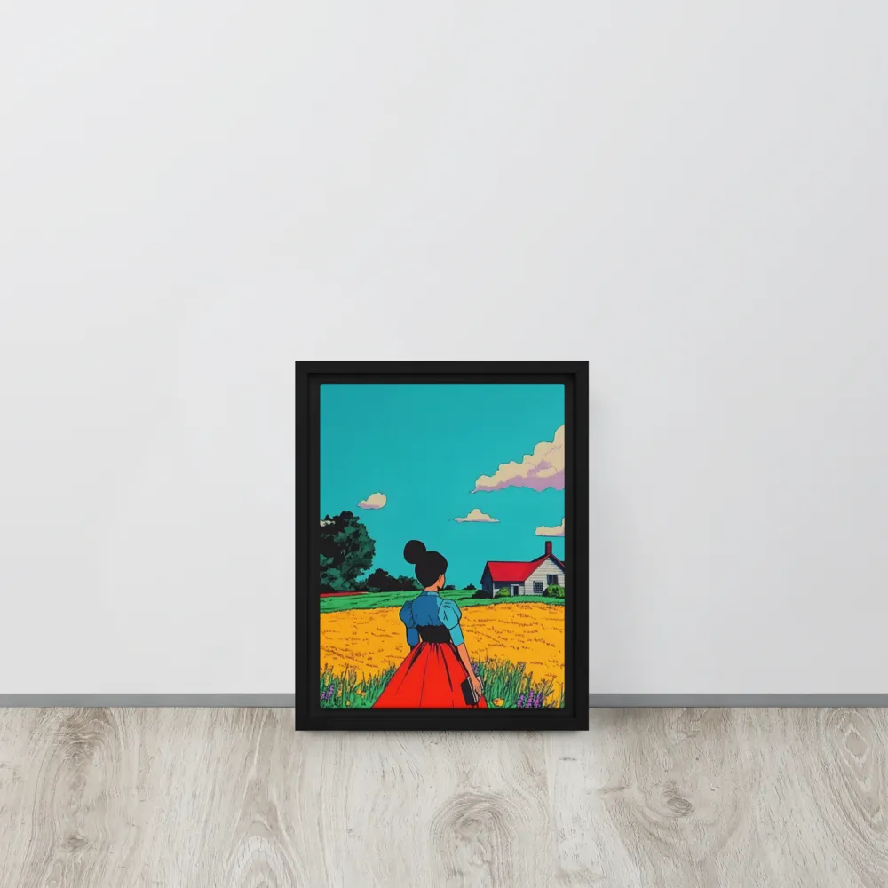 Whispers of a Sunlit Meadow | Canvas with White Frame | 9″×12″