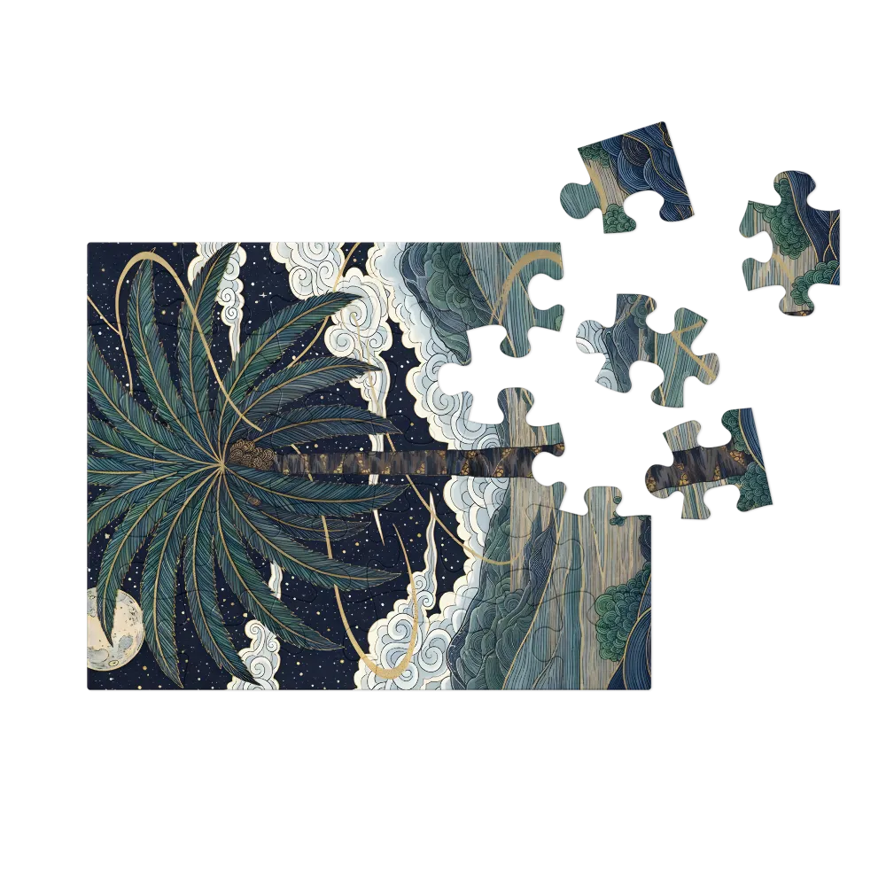 Moonlit Palm 
 Jigsaw Puzzle in Tin Box