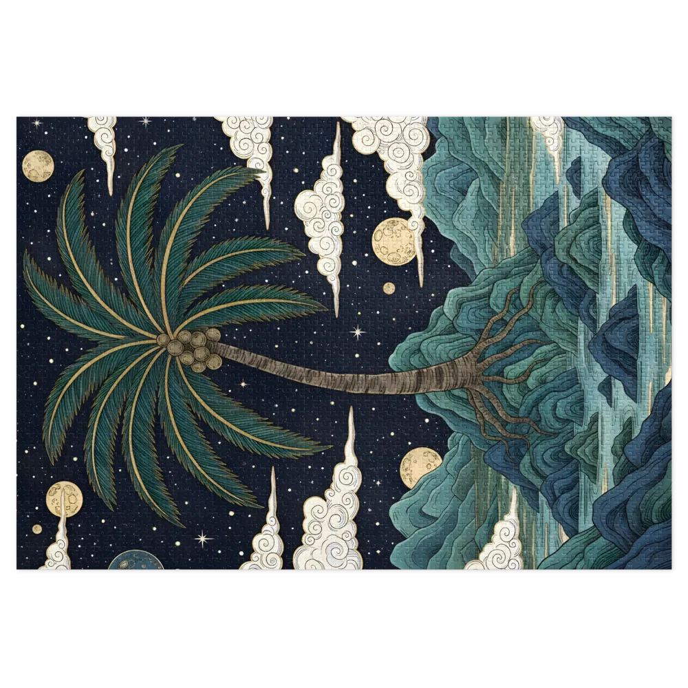 Moonlit Palm Island 
 Jigsaw Puzzle in Tin Box