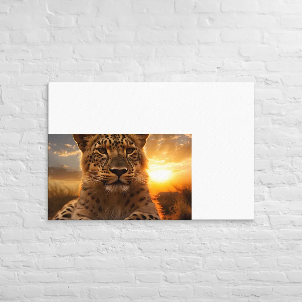 Regal Presence: The Leopard at Sunset | Canvas | 32″×48″