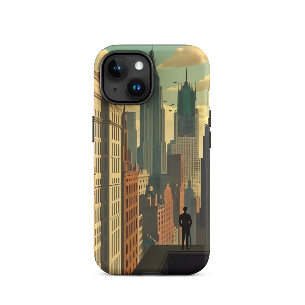 Urban Dreams: A Silhouette in Art Deco Cityscape