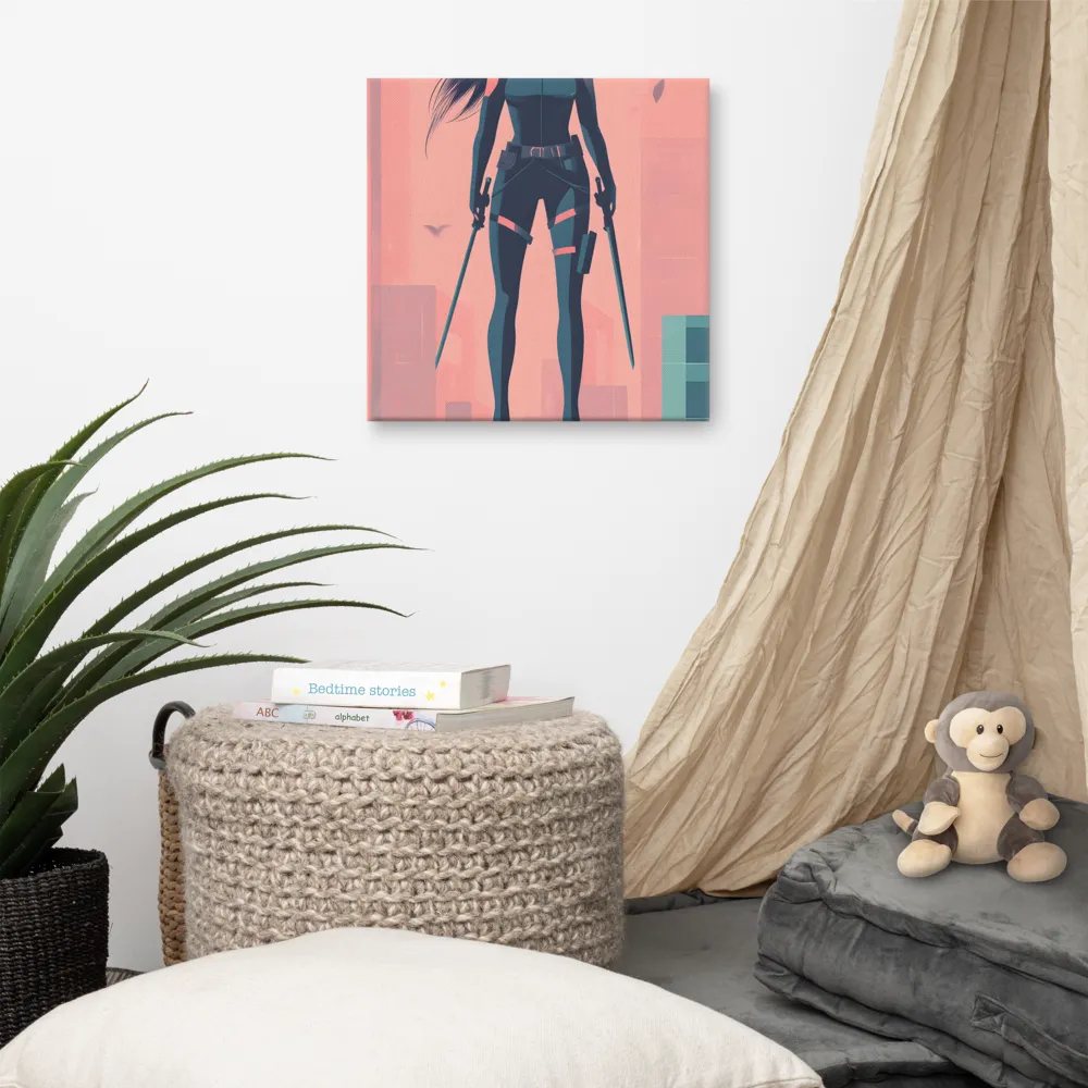 Urban Sentinel: A Warrior's Stand | Canvas | 16″×16″
