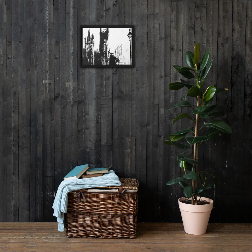 Clock Tower in Motion | Canvas with Black Frame | 12″×16″