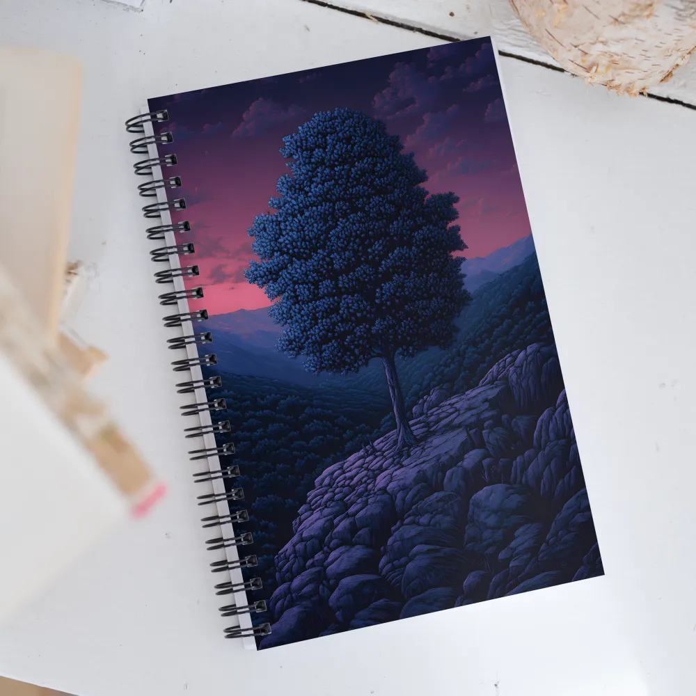 Solitary Sentinel: A Tree at Dusk | Spiral Notebook