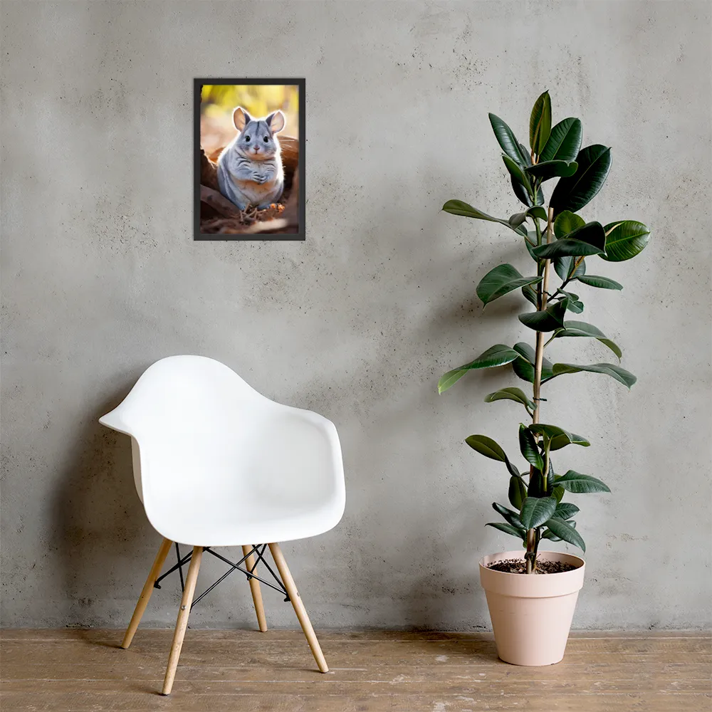 Gentle Whispers of Nature: The Chinchilla | Poster with Black Frame | 12″×18″