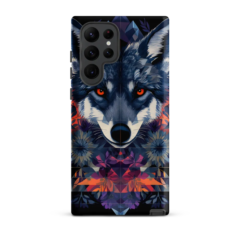 Mystical Wolf Amidst Floral Geometry