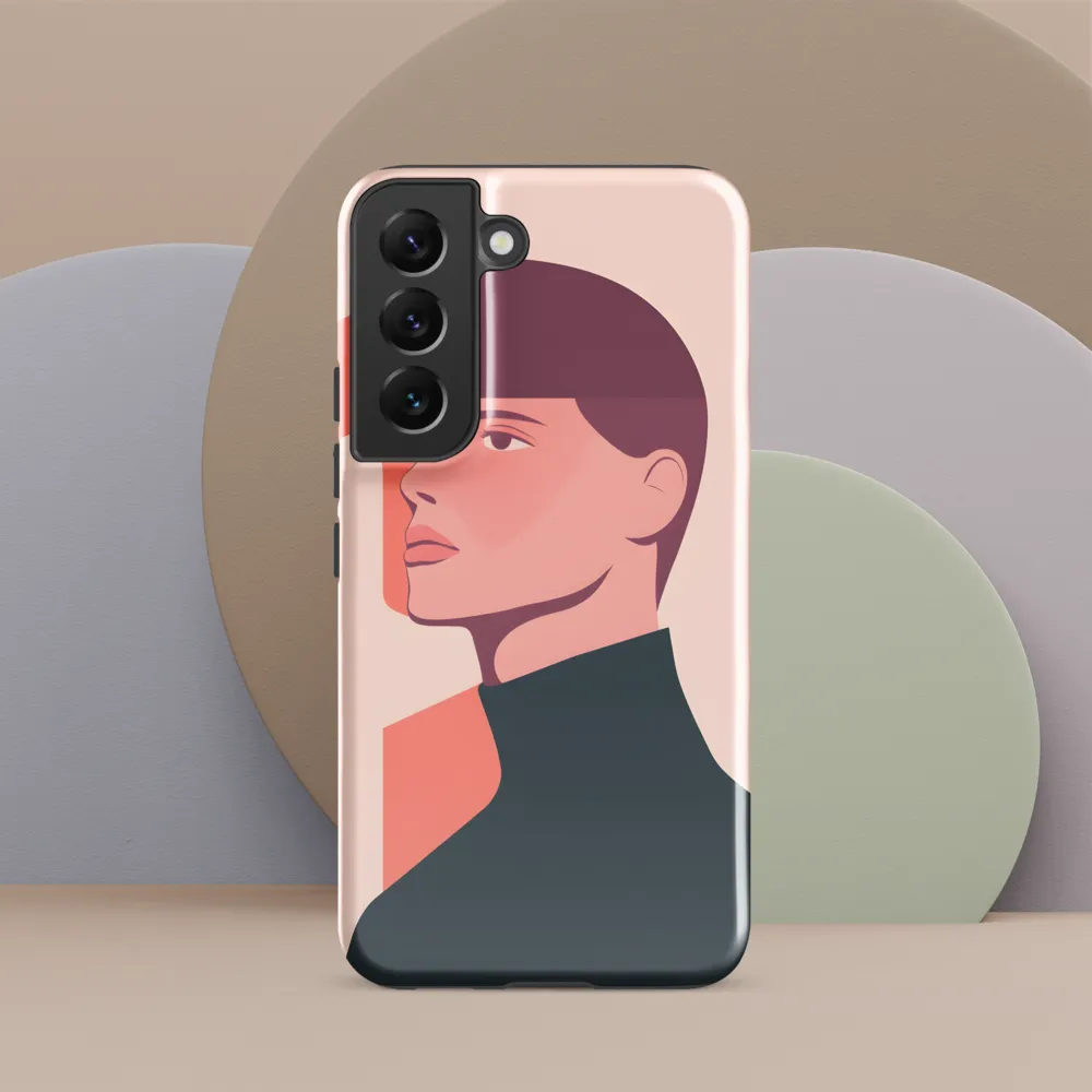 Contemplative Portrait in Minimalism | Phone Case |  S22 | Tough Case | Glossy