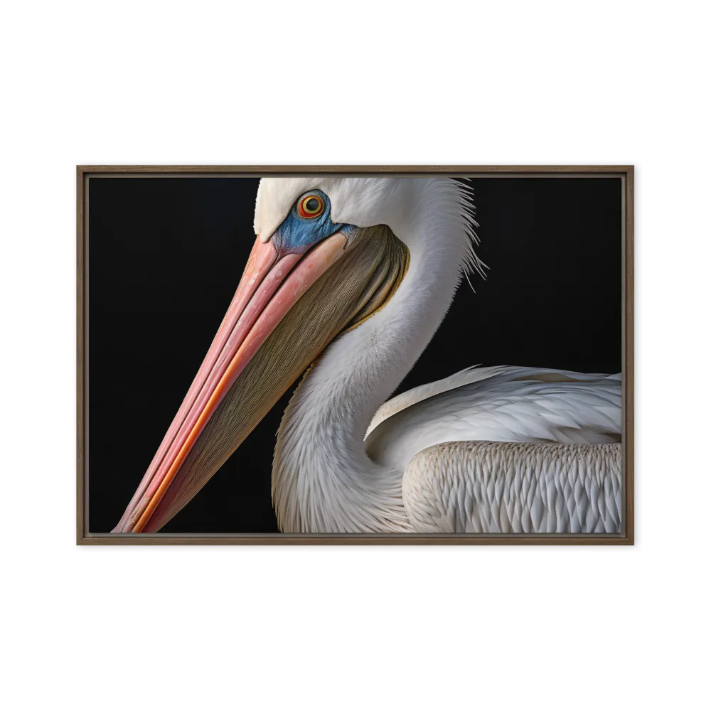 Elegance in White: The Pelican | Canvas with Brown Frame | 20″×30″