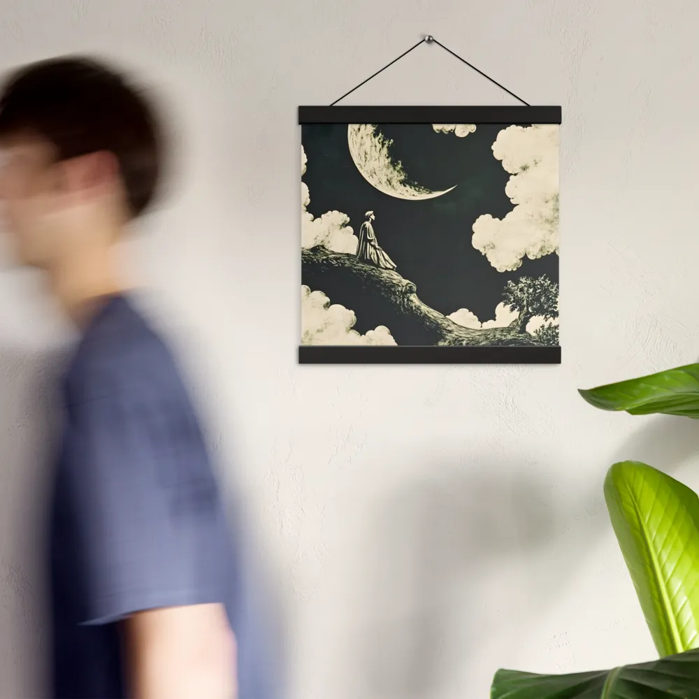 Whispers of the Moon | Poster With Black Wood Hanger | 12″×12″