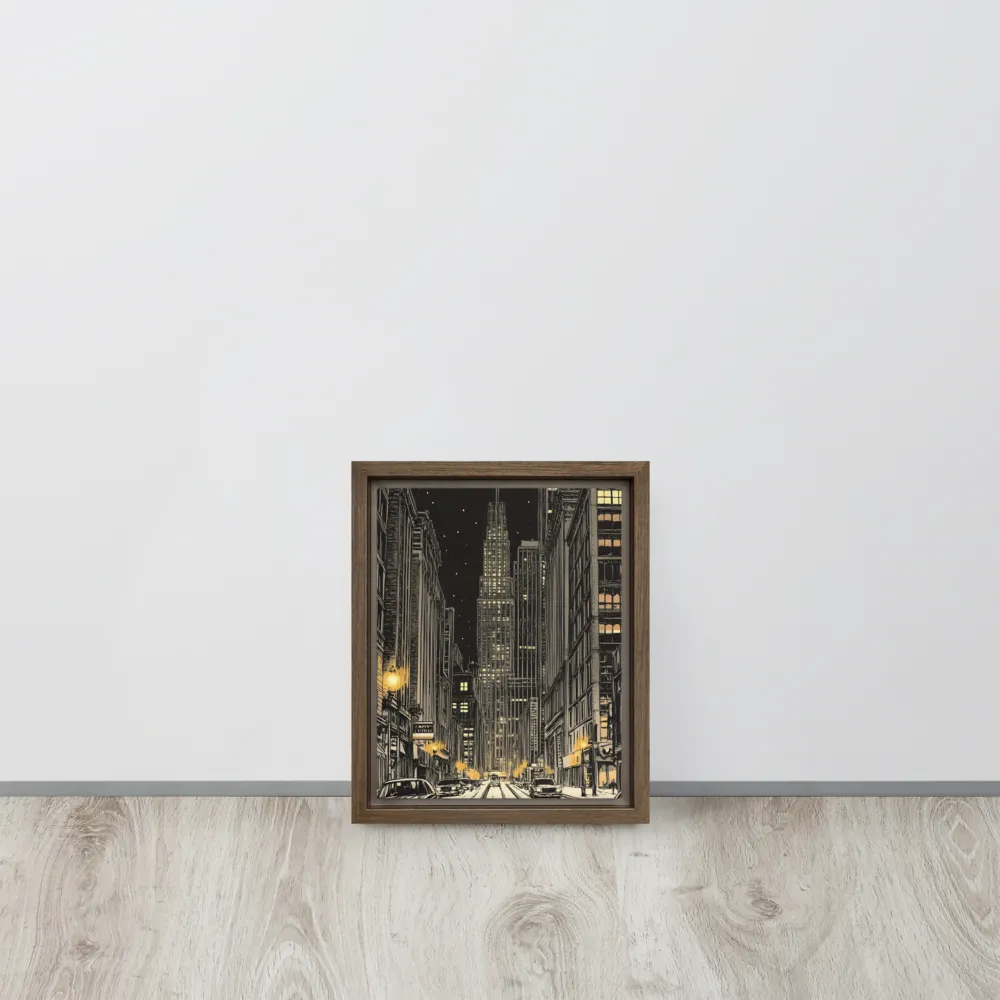 Whispers of the Night City | Canvas with Brown Frame | 8″×10″