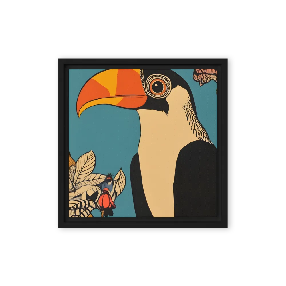 Tropical Majesty: The Toucan at Rest | Canvas with Black Frame | 12″×12″