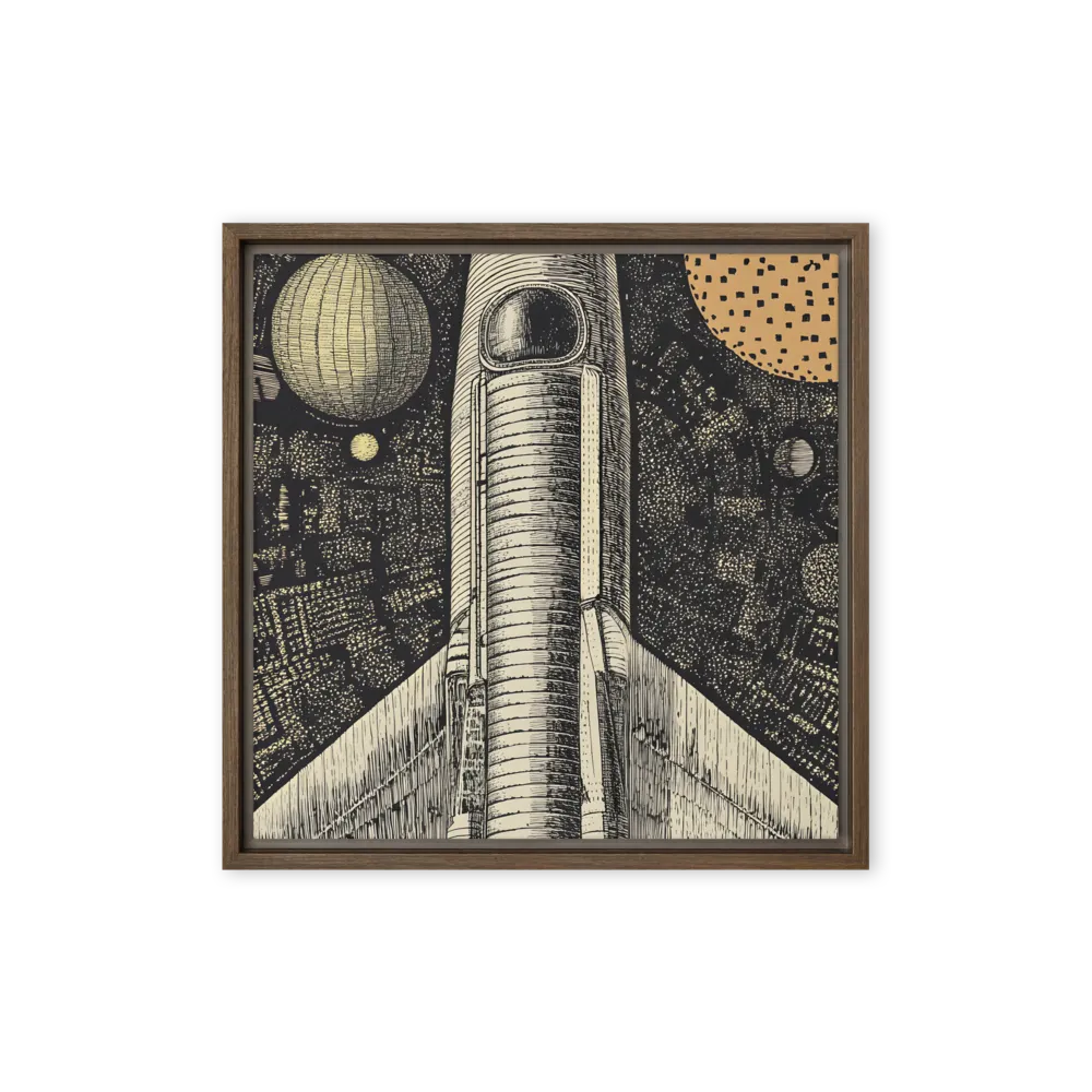 Voyage to the Unknown | Canvas with Brown Frame | 16″×16″