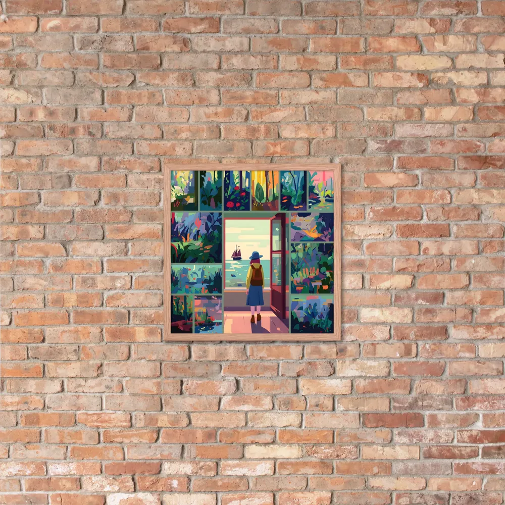 Doorway to the Sea 
 Poster with Red oak Frame | 18″x 18″