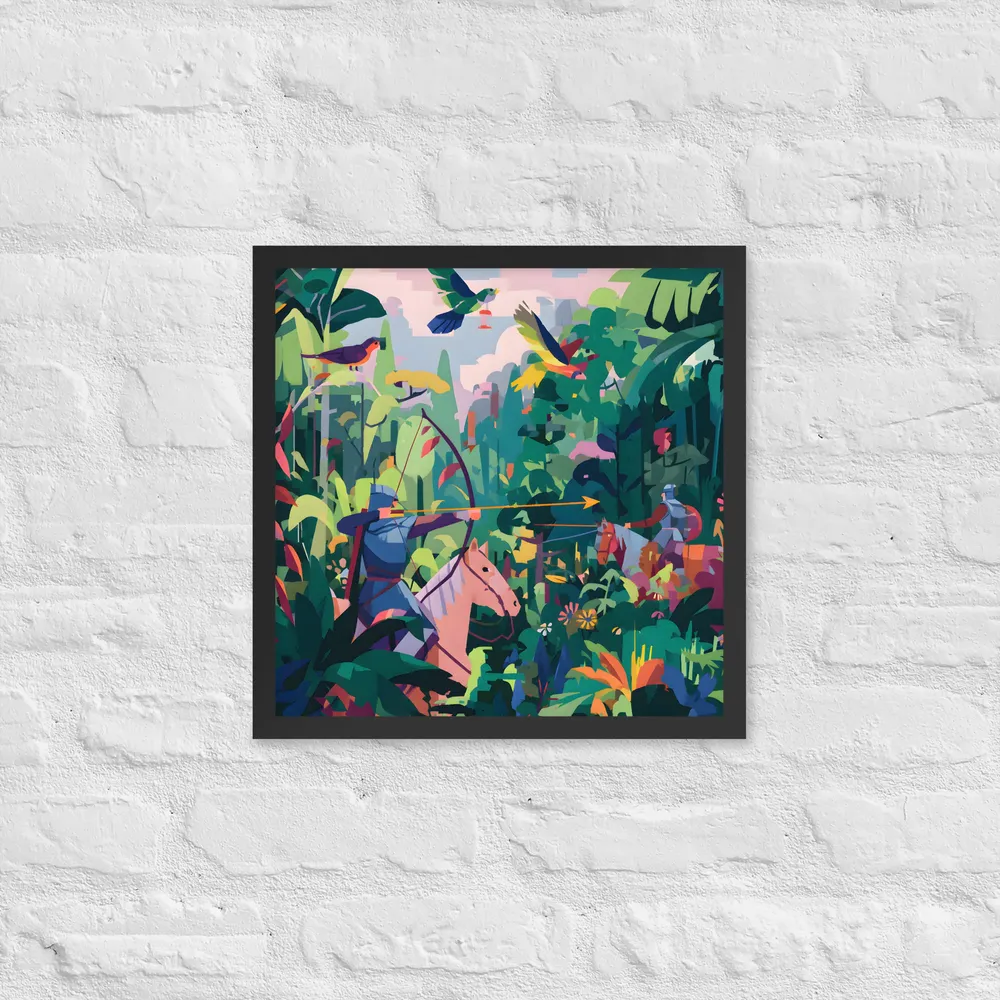 Jungle Archers 
 Poster with Black Frame | 16″x 16″