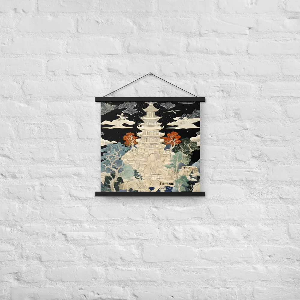 Whispers of the Pagoda | Poster With Black Wood Hanger | 18″×18″
