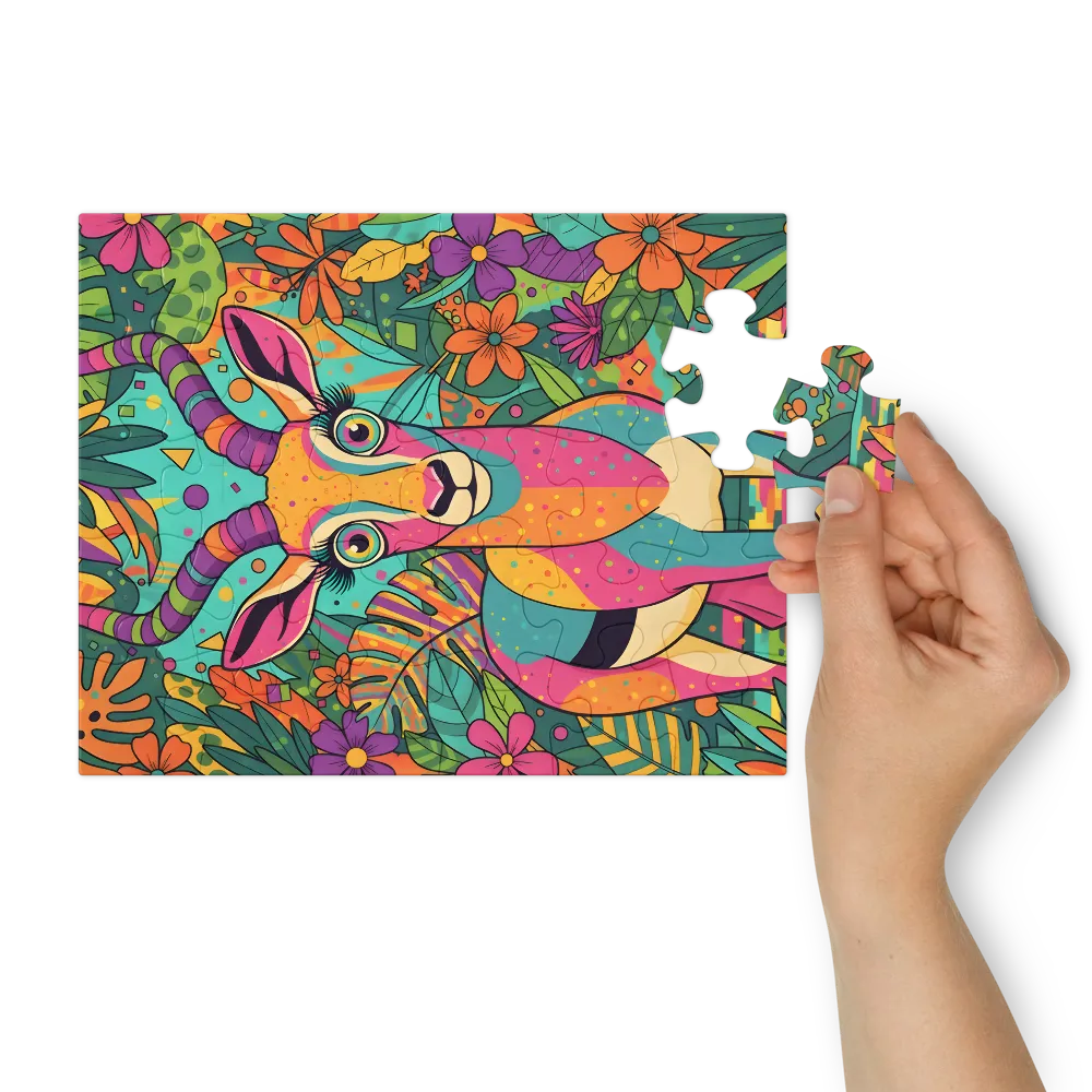 Tropical Pop Antelope 
 Jigsaw Puzzle in Tin Box