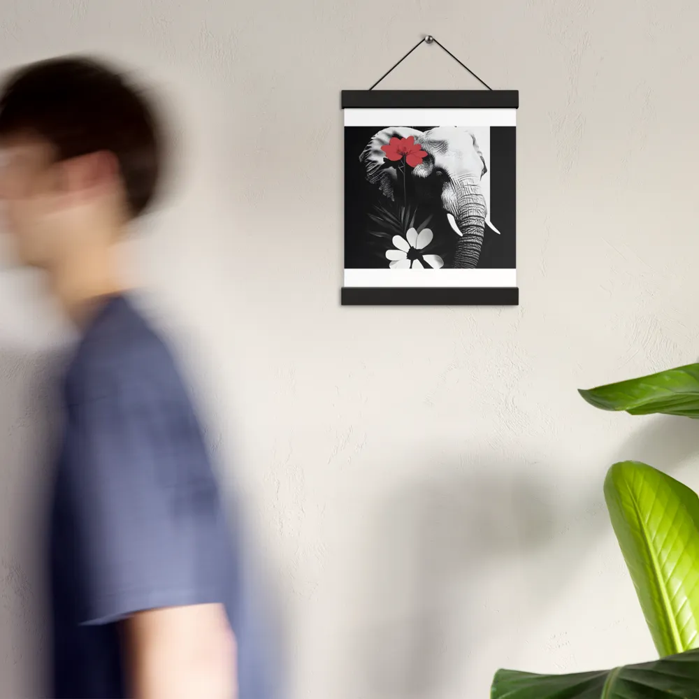 Elephant Harmony | Poster With Black Wood Hanger | 8″×10″