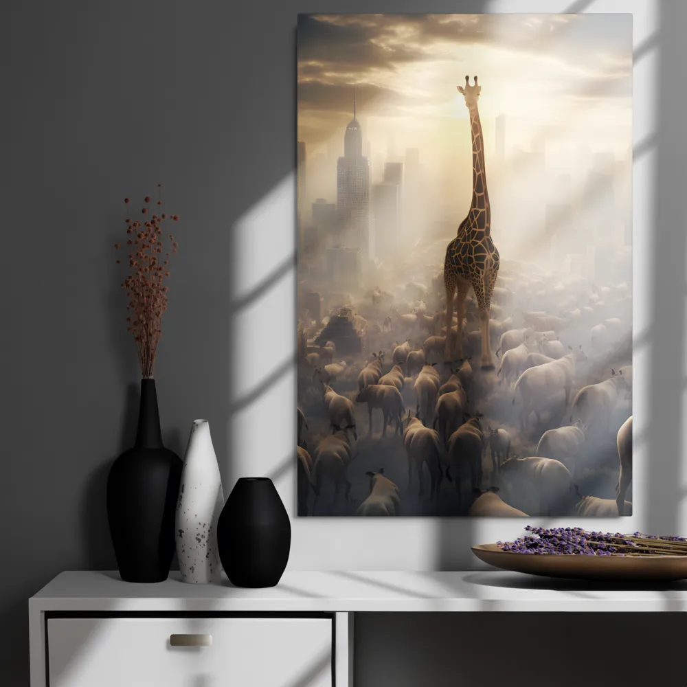 Urban Serengeti: A Giraffe's Perspective | Metal Print | 24″×36″