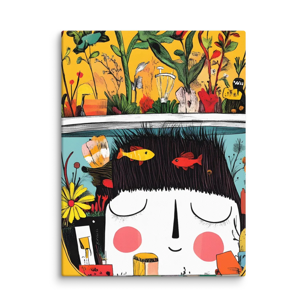 Whimsical Garden Head | Canvas | 12″×16″
