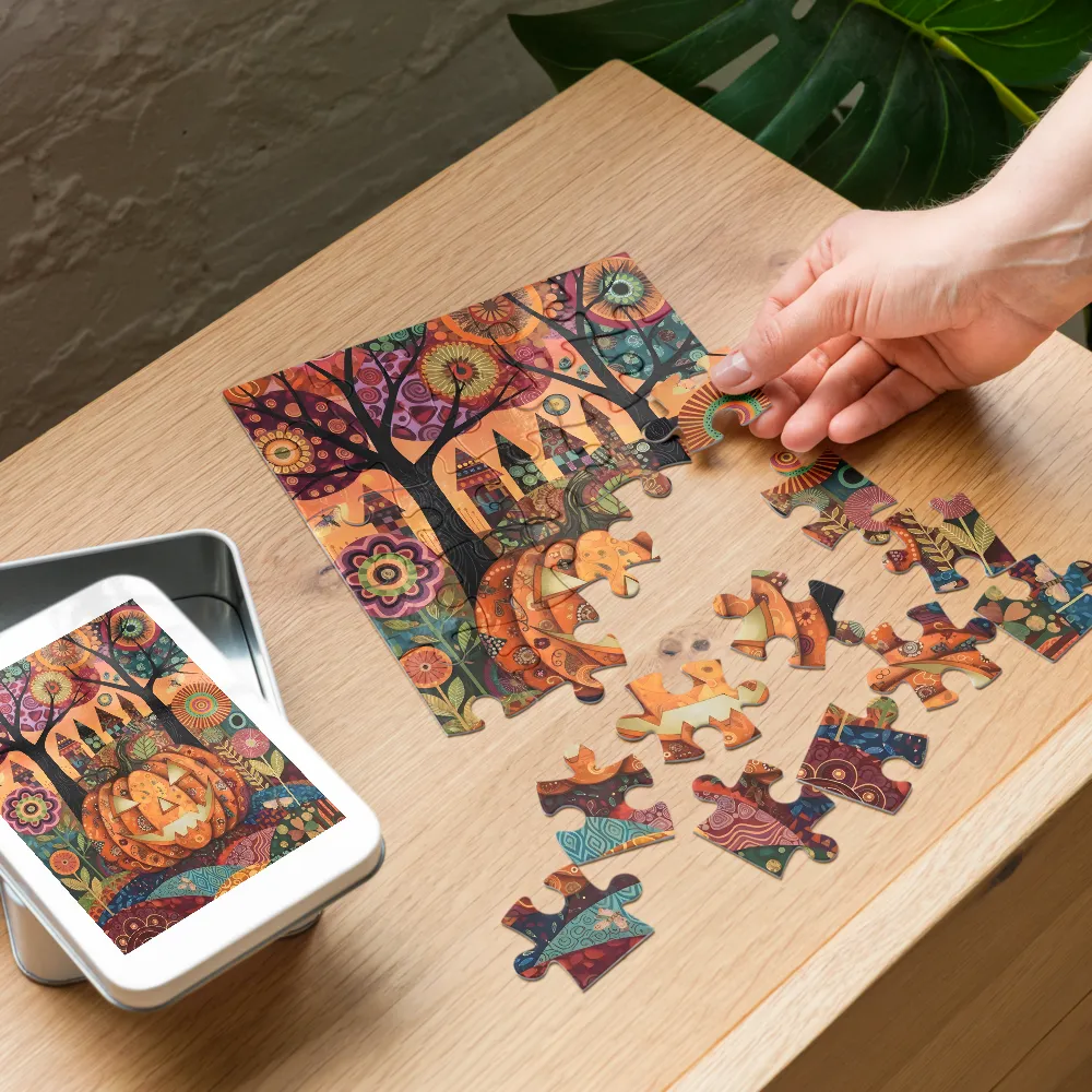 Patchwork Pumpkin 
 Jigsaw Puzzle in Tin Box