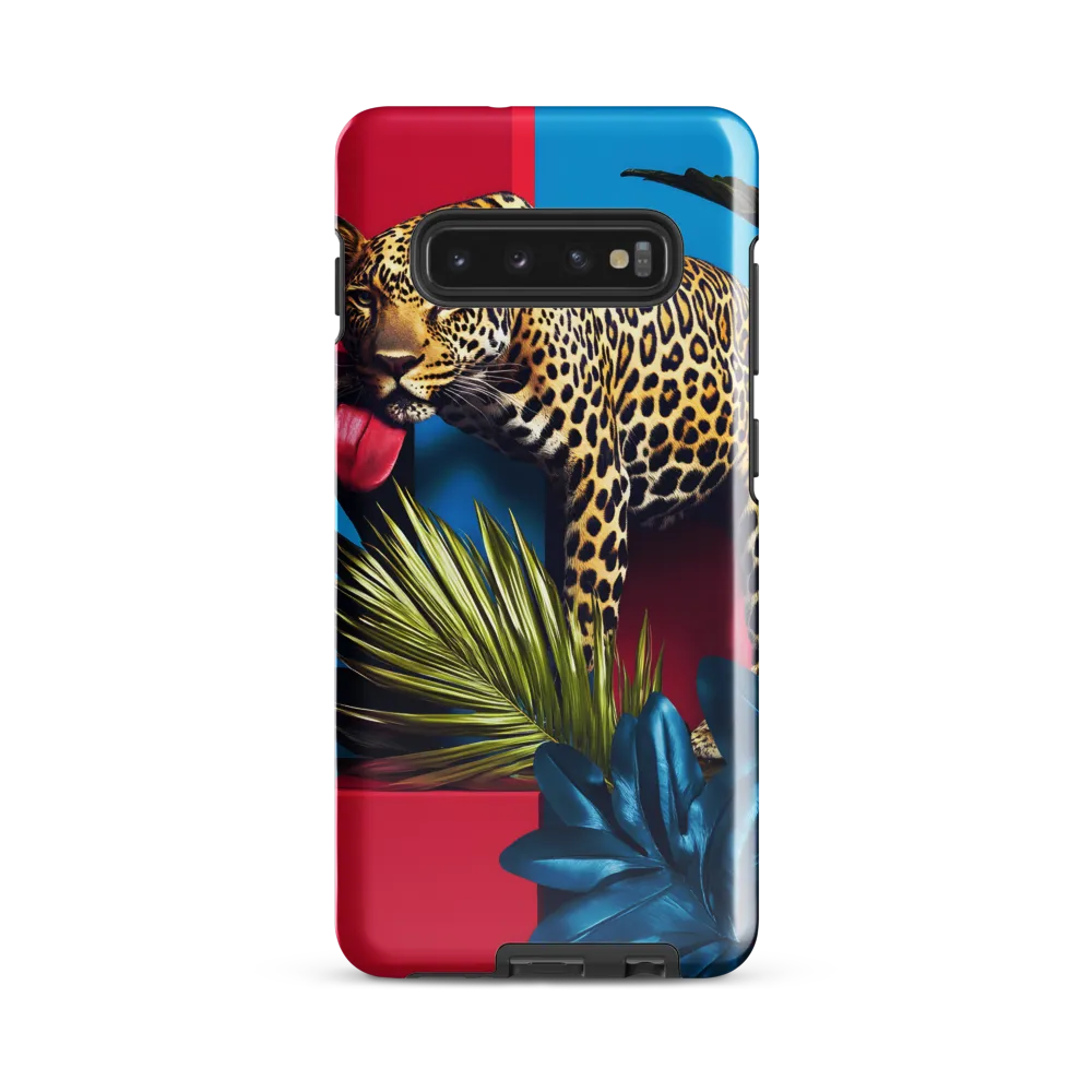 Playful Leopard in Vibrant Paradise | Phone Case |  S10 Plus | Tough Case | Glossy