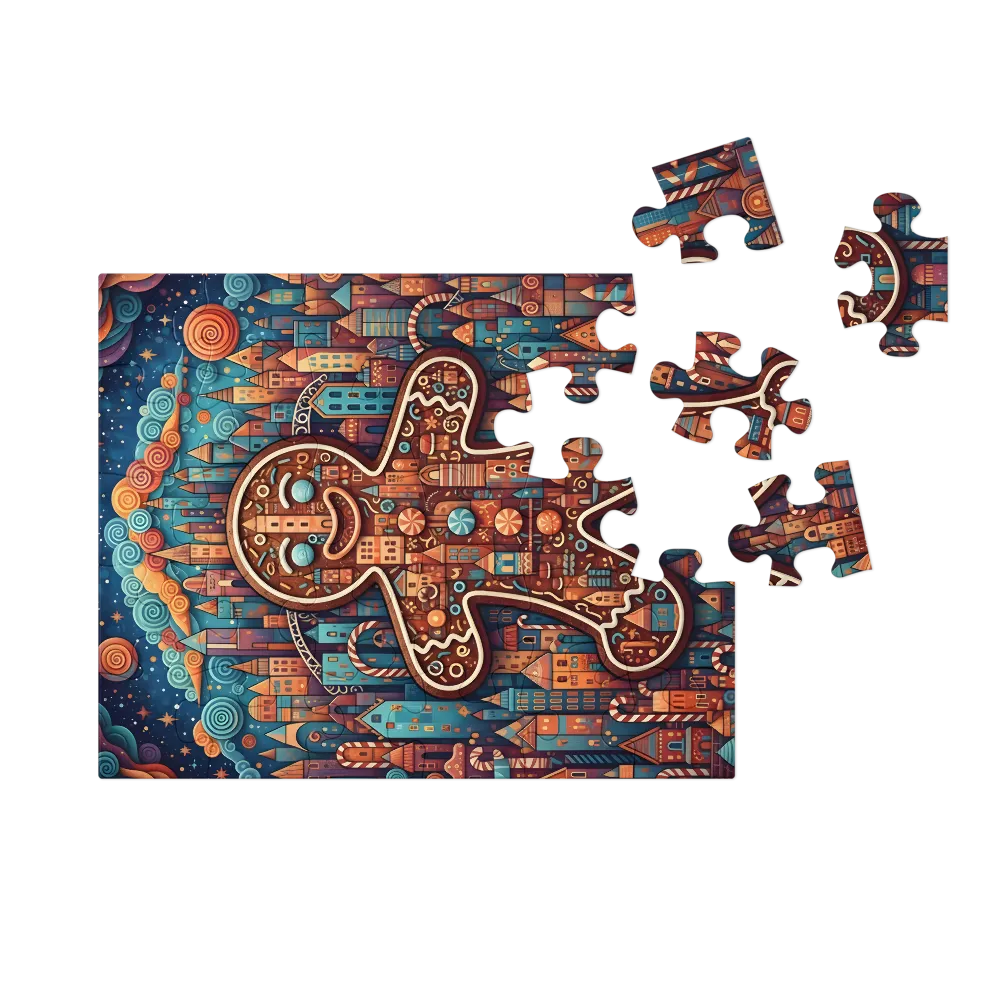 Gingerbread Cityscape 
 Jigsaw Puzzle in Tin Box
