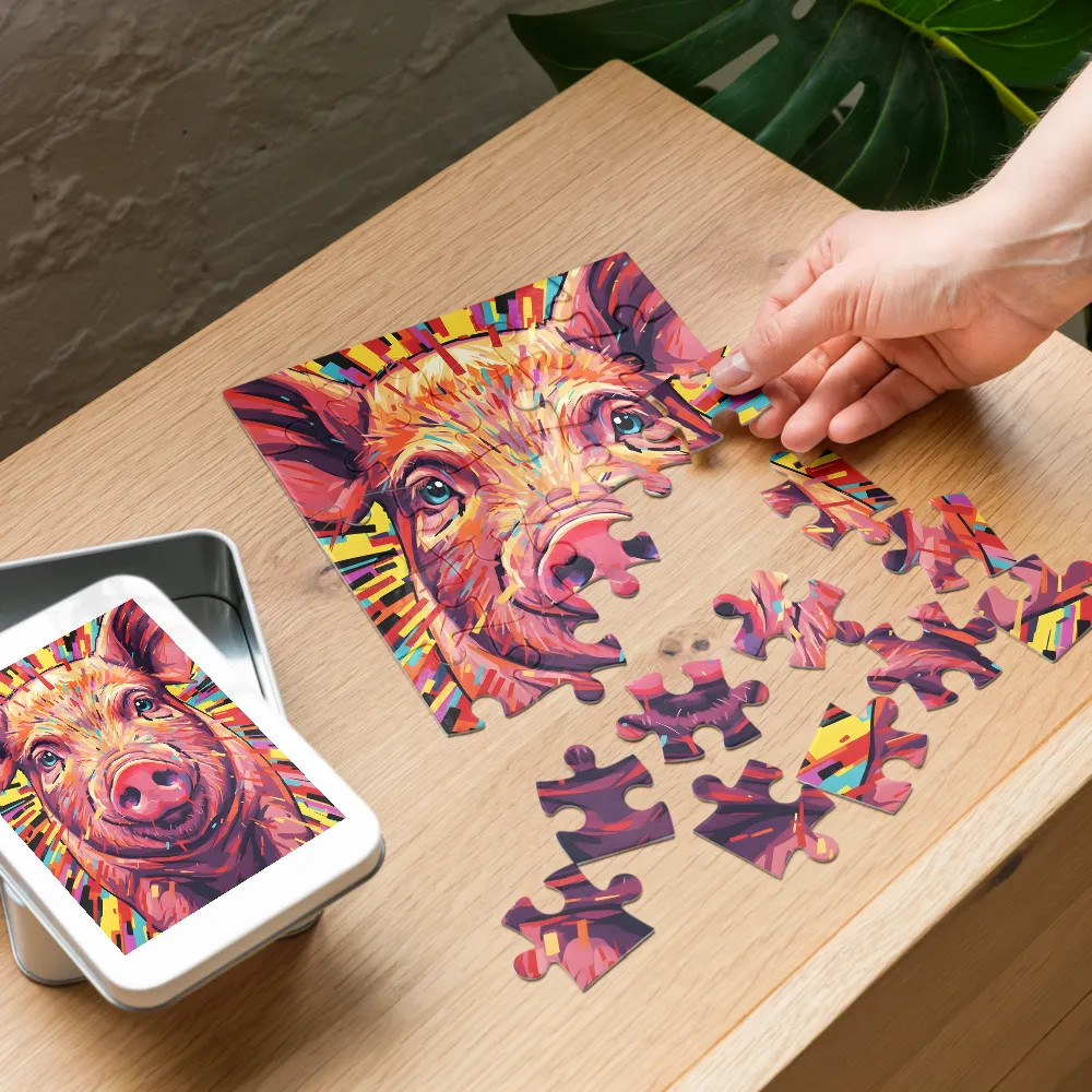 Prismatic Pig 
 Jigsaw Puzzle in Tin Box