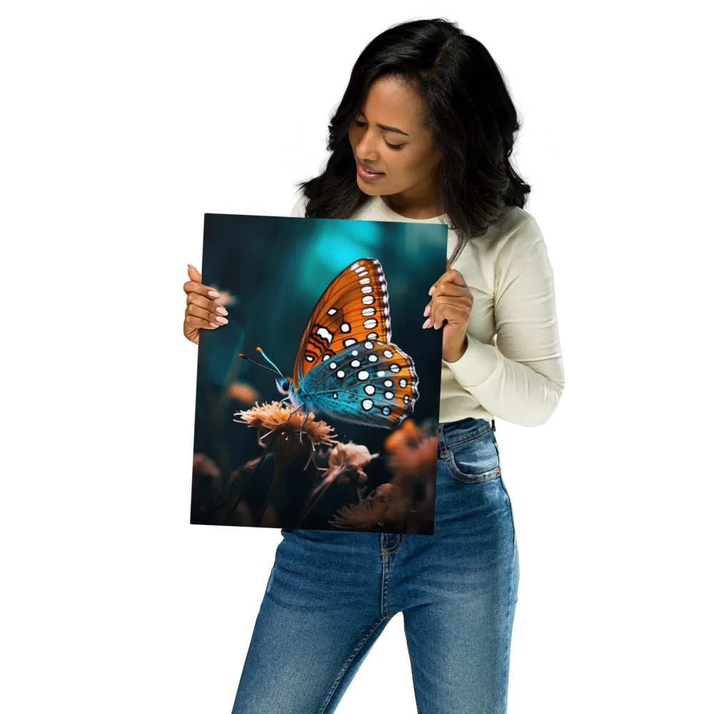 Whispers of Color: The Butterfly's Embrace | Metal Print | 11″×14″