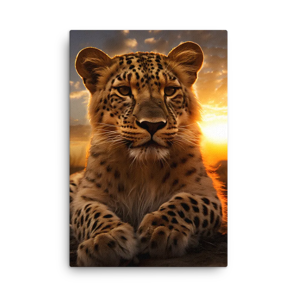 Regal Presence: The Leopard at Sunset | Thin Canvas | 24″×36″