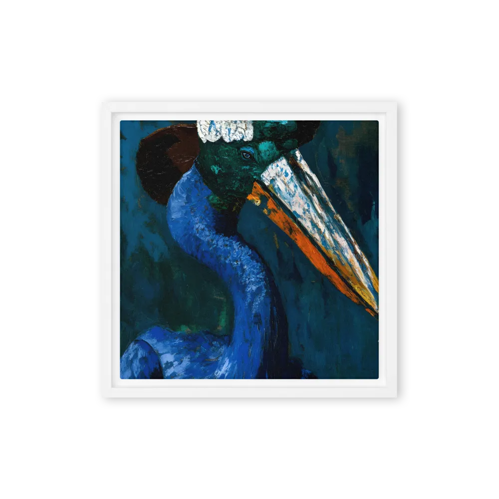 Majestic Absurdity: The Hat-Wearing Bird | Canvas with White Frame | 12″×12″