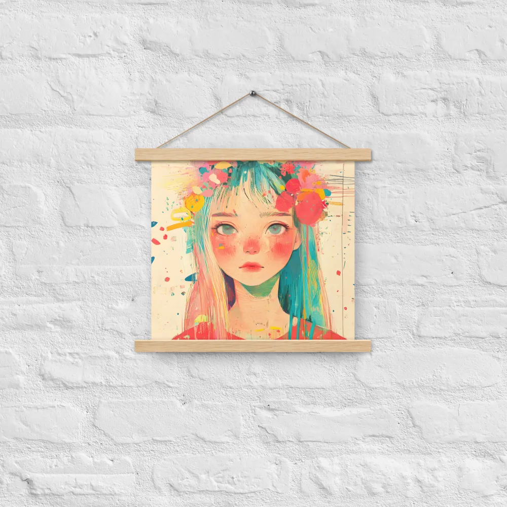 Whimsical Blossom | Poster With Oak Wood Hanger | 14″×14″