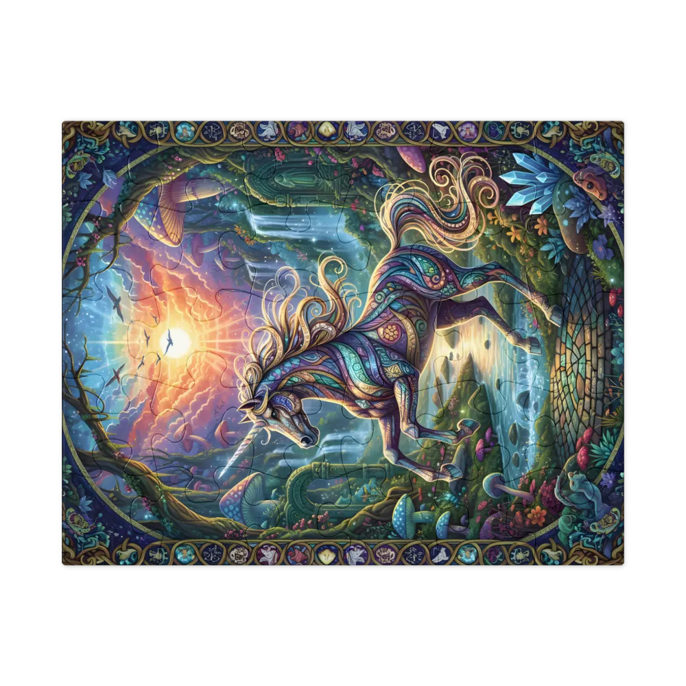Mosaic Unicorn 
 Jigsaw Puzzle in Tin Box