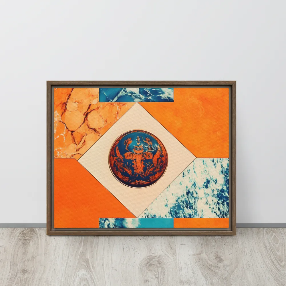 Harmonious Encounters: Abstract Geometry | Canvas with Brown Frame | 16″×20″