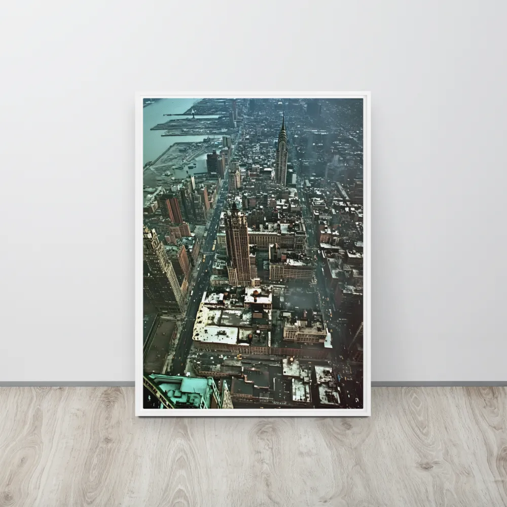 Aerial Symphony of Urban Life | Canvas with White Frame | 20″×28″