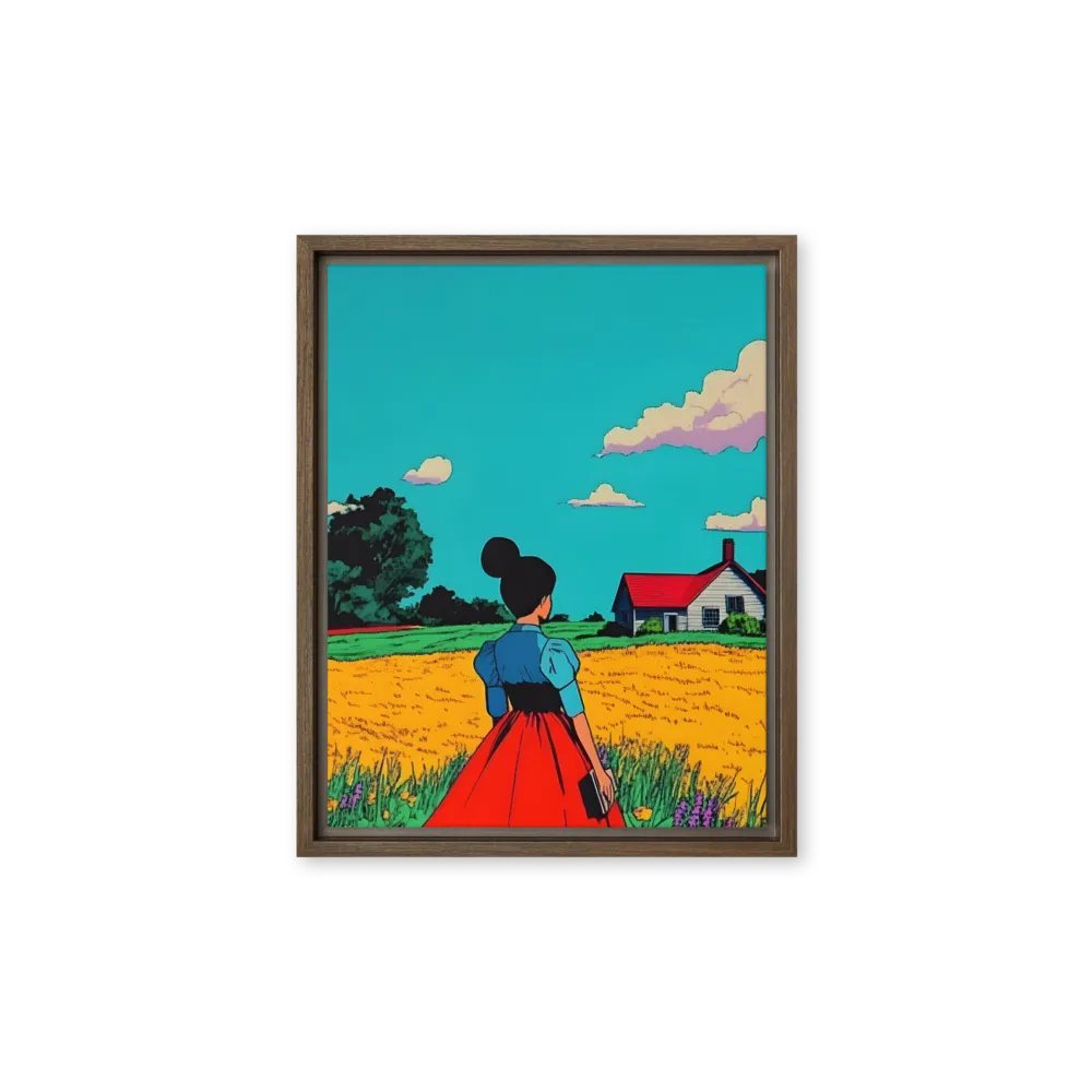 Whispers of a Sunlit Meadow | Canvas with Brown Frame | 11″×14″